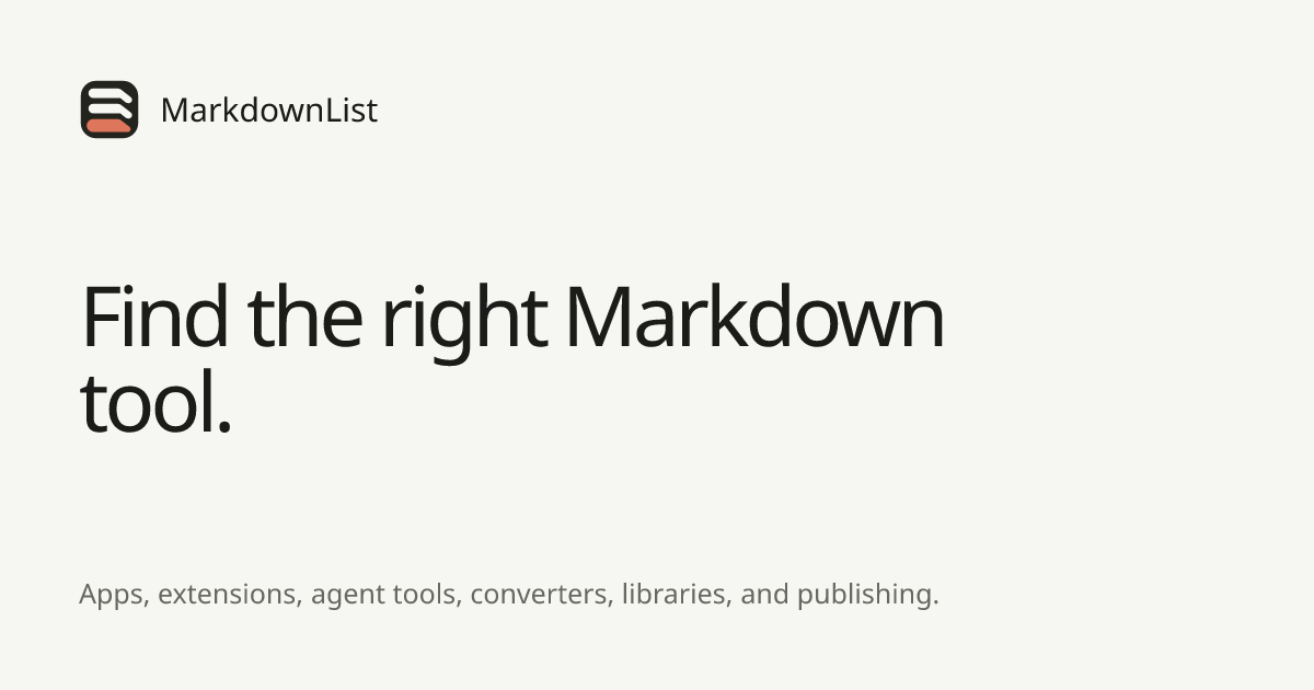 markdownlist.com now has ~90 tools listed
